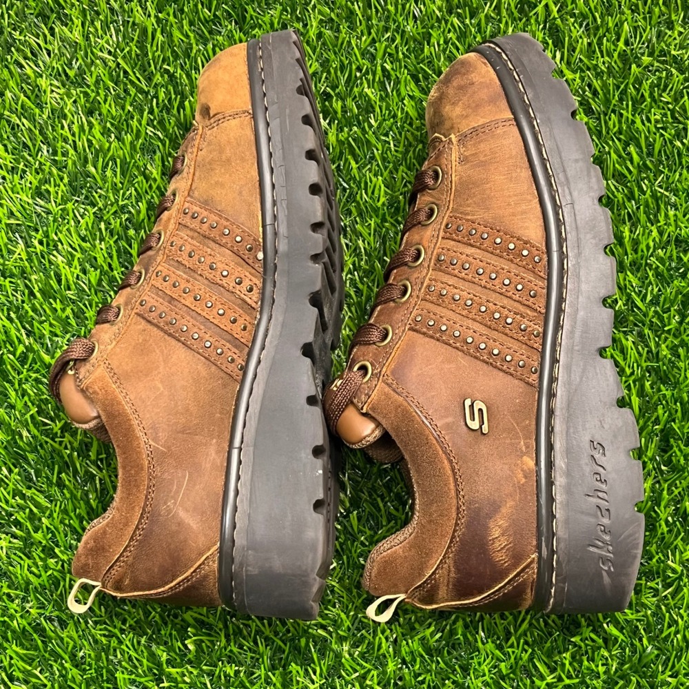 Skechers Jammers Brown Leather Studded Platform Sneakers Vintage Lug Sole Y2K 6 - Picture 6 of 10